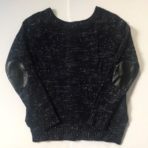 Market & Spruce Navy Sweater, Faux Leather Elbows